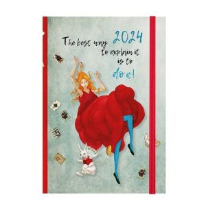 Ημερολόγιο ημερήσιο Fairytale 14×21 2024 με σκληρό εξώφυλλο και λάστιχο Αλίκη