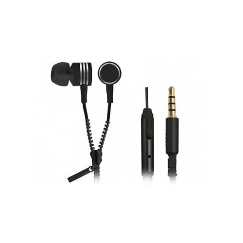 Ακουστικό με μικρόφωνο w /  Zip Cable Μαύρο