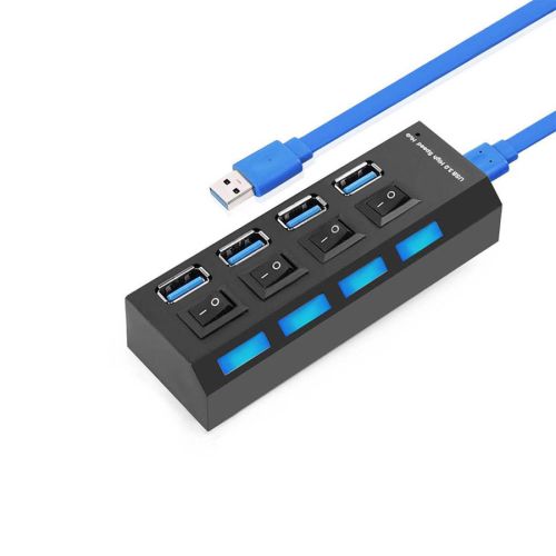 USB 3.0 HUB 4-Port Hi-Speed w / Switches & Blue LED Desing KO282