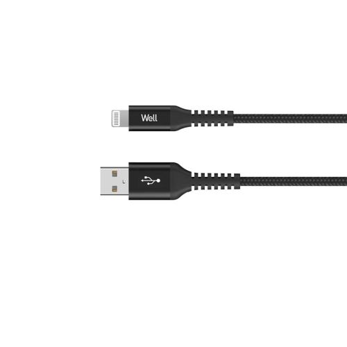 Καλώδιο USB 2.0 σε Lightning Φόρτισης – Data 1m 2.4A Μαύρο Well CABLE-USB / LIGHT-1BK01-WL