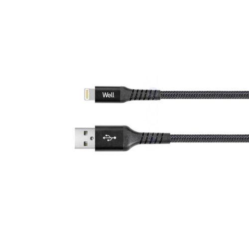 Καλώδιο USB 2.0 σε Lightning Φόρτισης – Data 1m 2.4A Μαύρο Well CABLE-USB / LIGHT-1BK05-WL