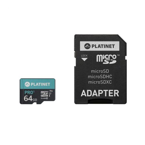 PLATINET microSDXC  SECURE DIGITAL + ADAPTER SD 64GB class10 U1 70MB / s