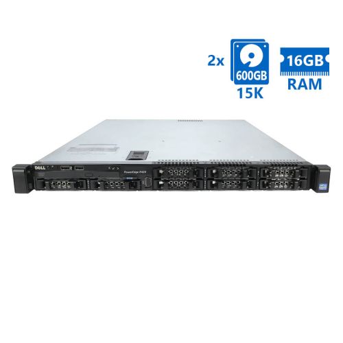 Refurbished Server Dell Poweredge R420 R1U E5-2444(6-cores) / 16GB DDR3 / 2x600GB 15K / 4xLFF / 1xPSU / No ODD