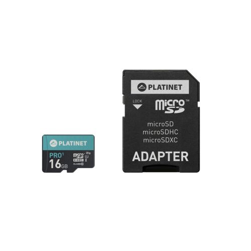 PLATINET microSDHC Secure digital + adapter SD 16GB CLASS 10 UI 70MB / s PMMSD16UI