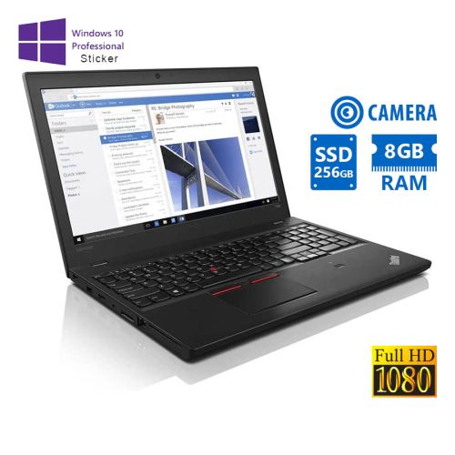 Lenovo (A-) ThinkPad T560 i5-6300U / 15.6″FHD / 8GB DDR3 / 256GB SSD / No ODD / Camera / 10P Grade A- Refurbishe
