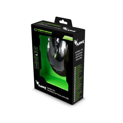 Hawk Gaming mouse ενσύρματο μαύρο / πράσινο 7 Keys 2400dpi EGM401KG