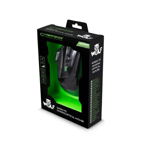 Wolf Gaming mouse ενσύρματο μαύρο / πράσινο 7 Keys 2400dpi EGM201
