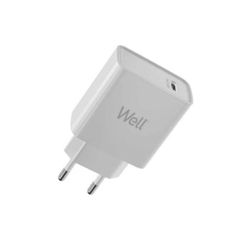 Universal USB-C FastTravel Wall Charger 5VDC / 3A (20W) Λευκό Well PSUP-USB-WPD20WE-WL
