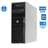HP Z620 Tower Xeon 2xE5-2643v2(6-Cores)/96GB DDR3/480GB SSD/Nvidia 1GB/DVD/7P Grade A Workstation Re