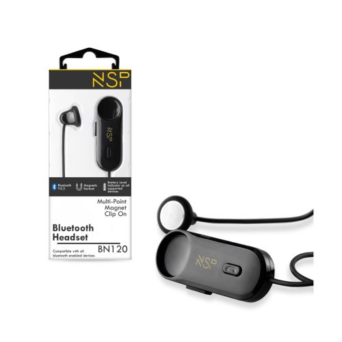 Ακουστικό Bluetooth V5.3 με μικρόφωνο και Magnet Clip (2 Devices) NSP BN120