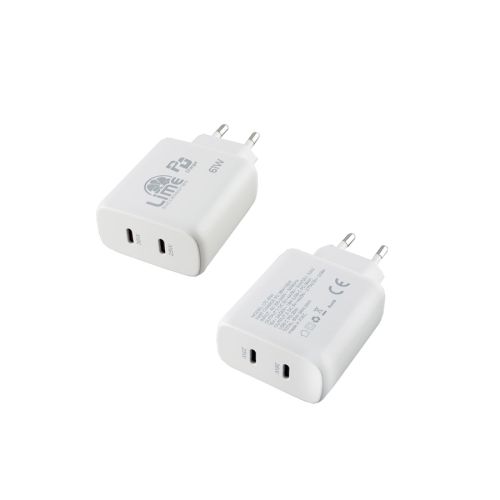 Universal Type-C PD 3.0 Dual Super Fast Travel Wall Charger 61W 4.0A & Type-C 25W Lime LTC61W