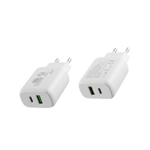 Universal Type-C PD 3.0 Dual Super Fast Travel Wall Charger 36W 4.0A & USB QC 3.0 21W max 36W Lime L